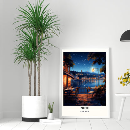 Impression Nice | Affiche de voyage Nice | Ville de Nice la nuit