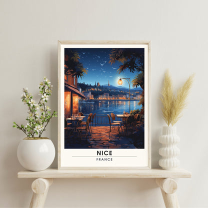 Impression Nice | Affiche de voyage Nice | Ville de Nice la nuit