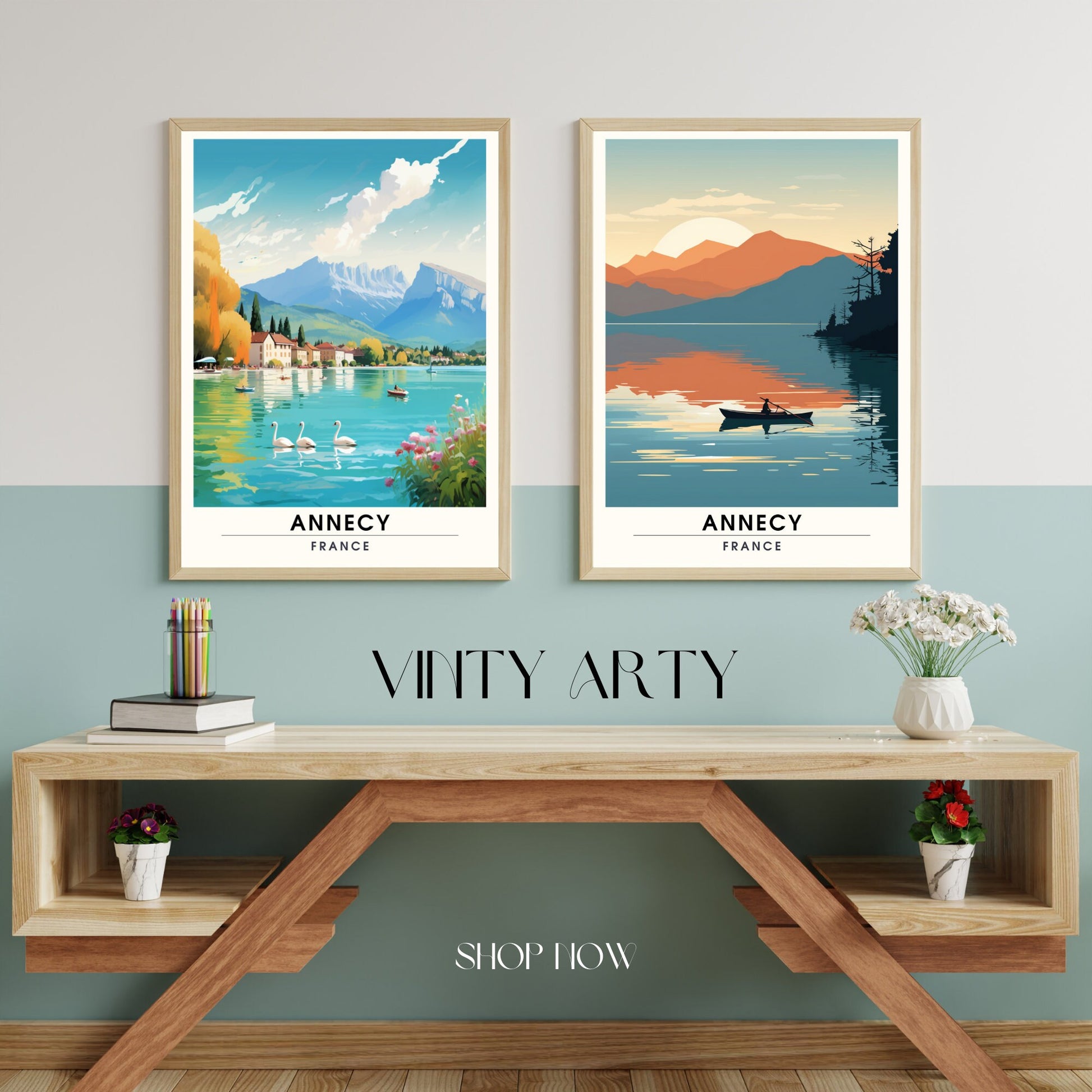 Description du Produit : Impression de Voyage Annecy | Affiche de Voyage Annecy | Charme Alpin