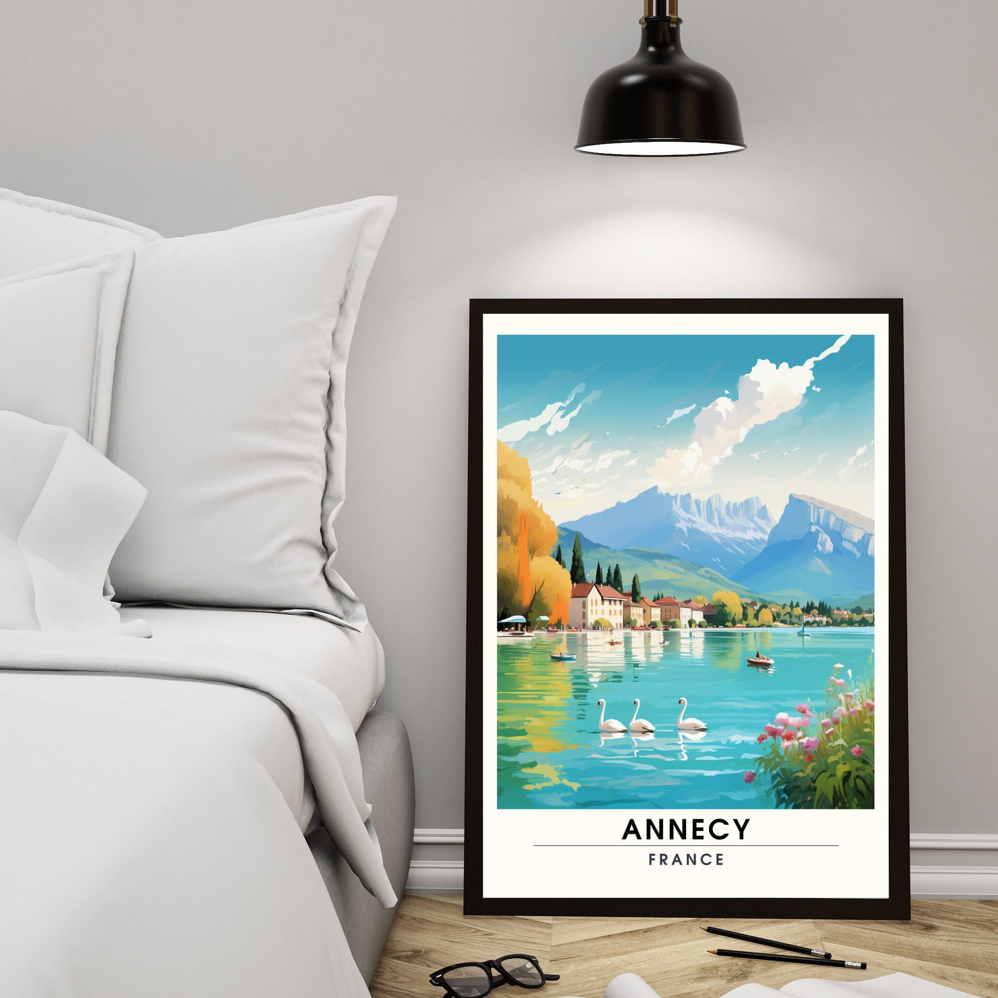 Description du Produit : Impression de Voyage Annecy | Affiche de Voyage Annecy | Charme Alpin