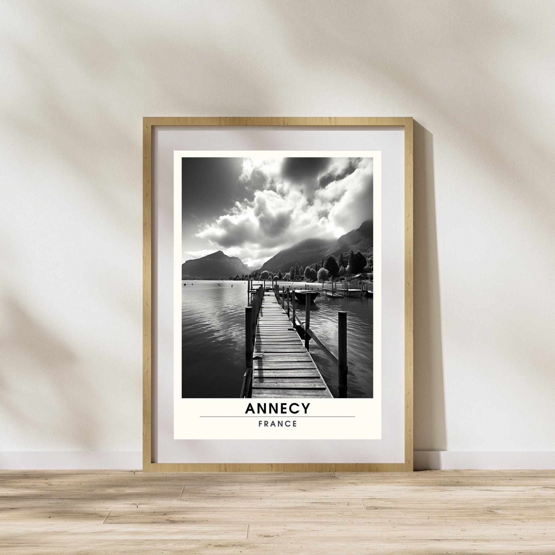 Impression de Voyage Annecy | Affiche de Voyage Annecy | Impression de Voyage France en Noir et Blanc