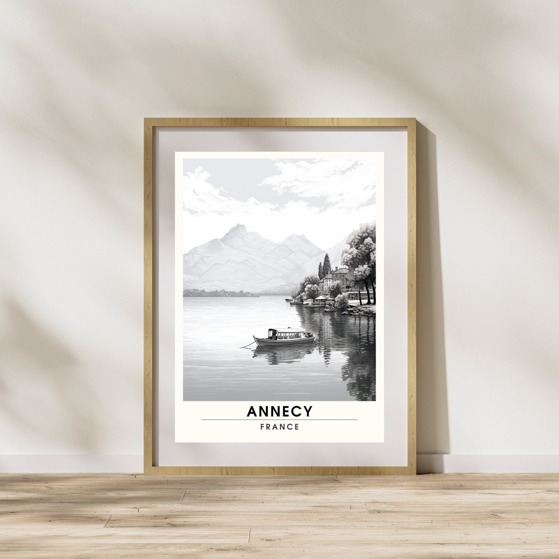 Impression Annecy | Affiche de Voyage Annecy | Affiche noir et blanc