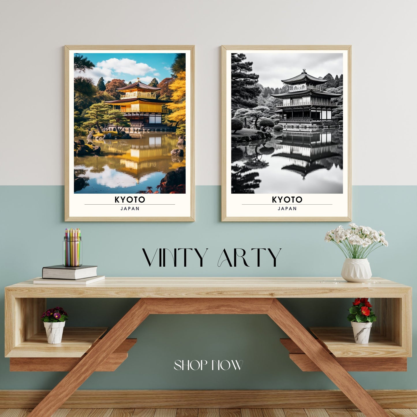 Impression Kyoto | Affiche de Voyage Kyoto | affiche noir et blanc