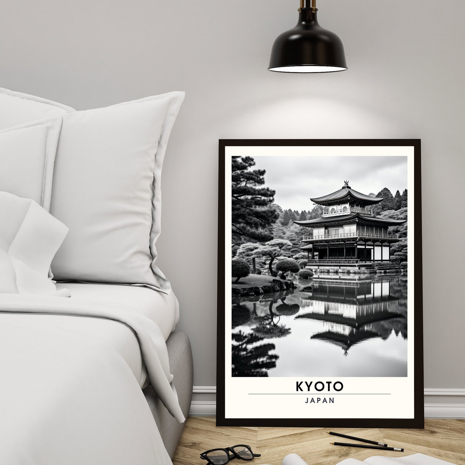 Impression Kyoto | Affiche de Voyage Kyoto | affiche noir et blanc