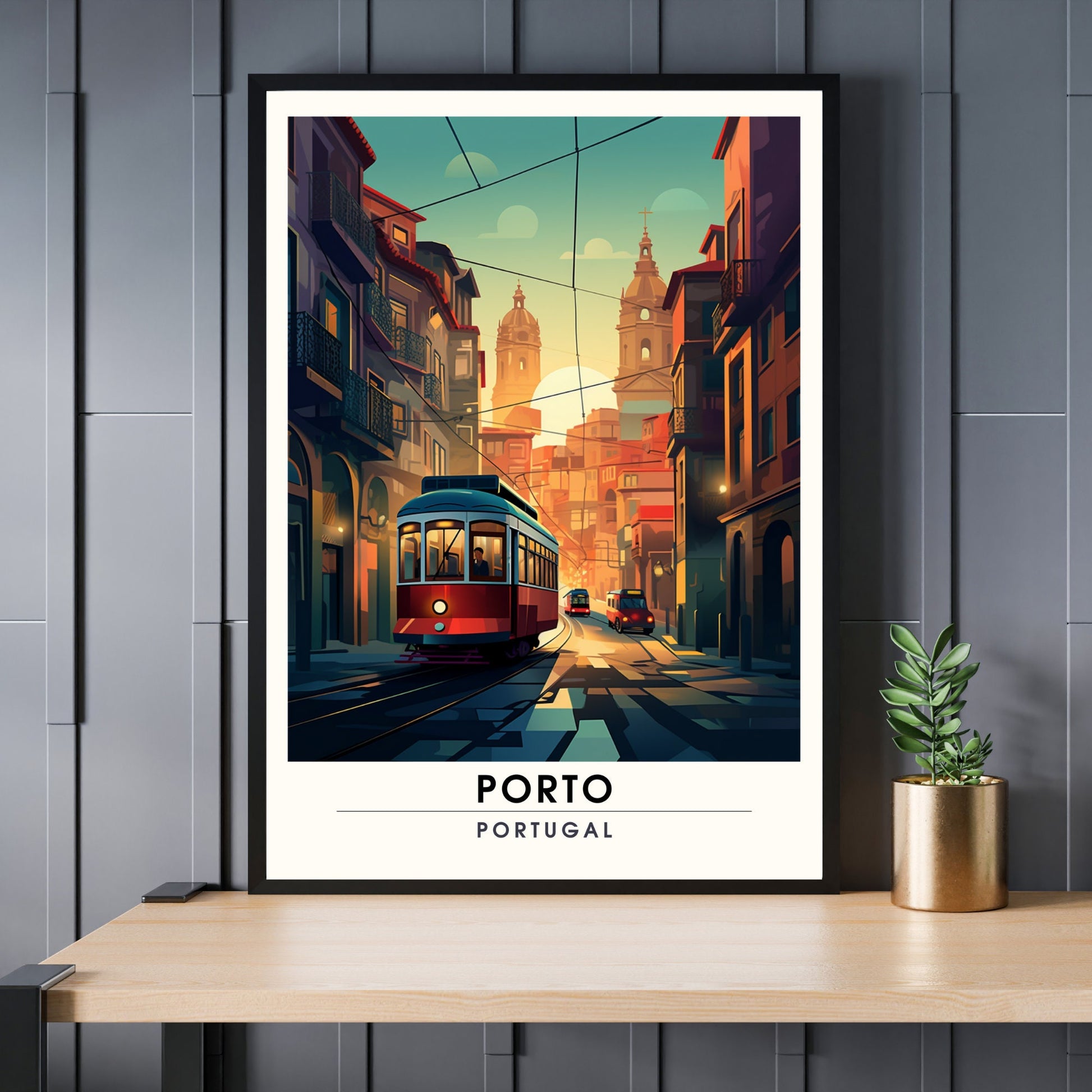 Impression de voyage Porto | Affiche de Voyage Porto | Tram de Porto