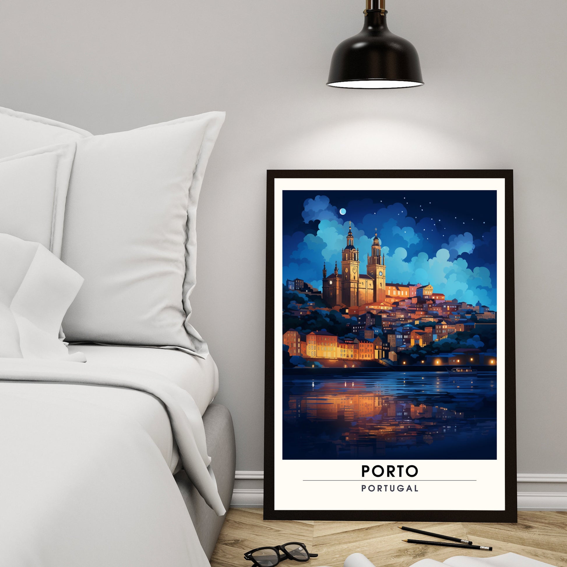 Impression de voyage Porto | Affiche de Voyage Porto | Voyage de nuit à Porto