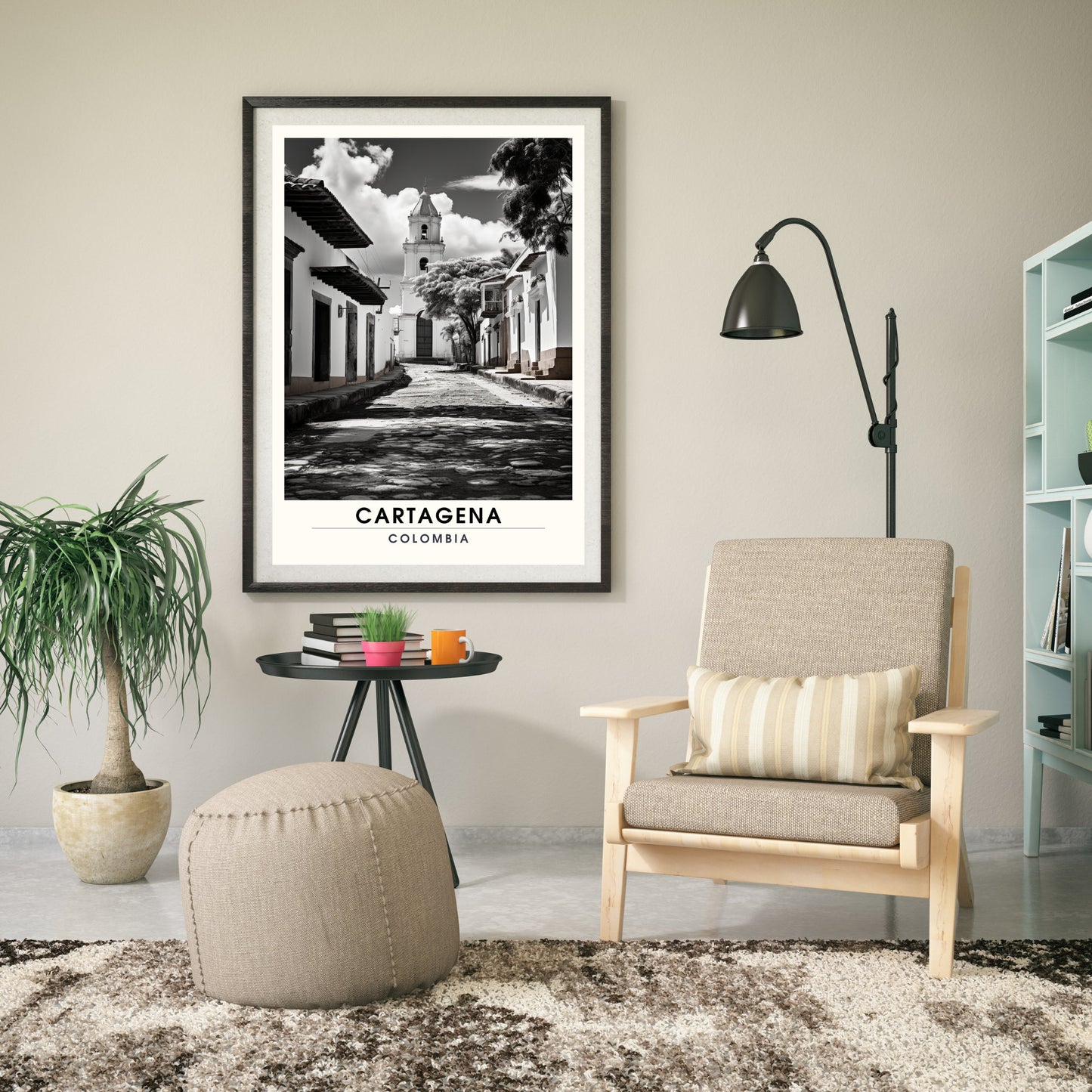 Affiche Carthagène, Colombie | Affiche de Voyage Carthagène | affiche noir et blanc