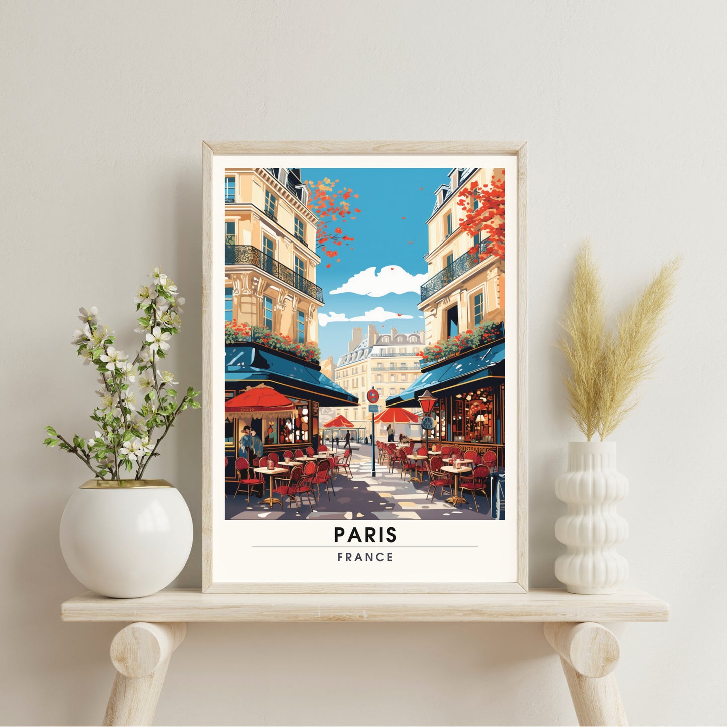 Impression Paris | Affiche de Voyage Paris | Impression de Voyage Paris, France | Un café à Paris