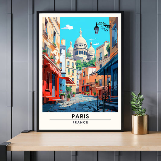 Impression Paris Montmartre | Affiche de Voyage Paris | Impression de Voyage Paris, France | Montmartre