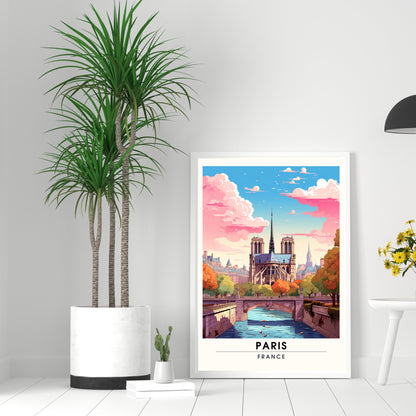 Impression Paris | Affiche de Voyage Paris | Impression de Voyage Paris, France | affiche Notre Dame de Paris