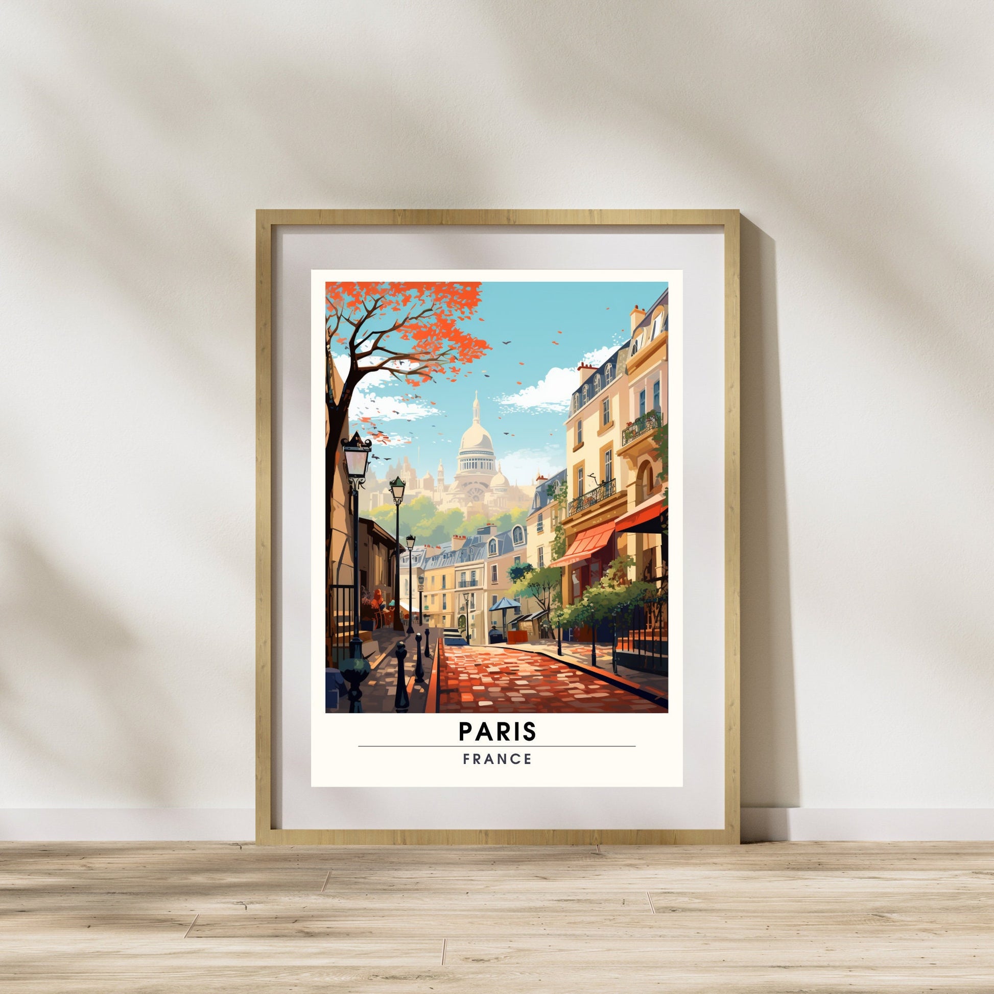 Impression Paris Montmartre | Affiche de Voyage Paris | Impression de Voyage Paris, France | Montmartre et vue sur le Sacré-Cœur