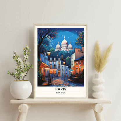 Impression Paris Montmartre | Affiche de Voyage Paris | Impression de Voyage Paris, France | Sacré-Cœur