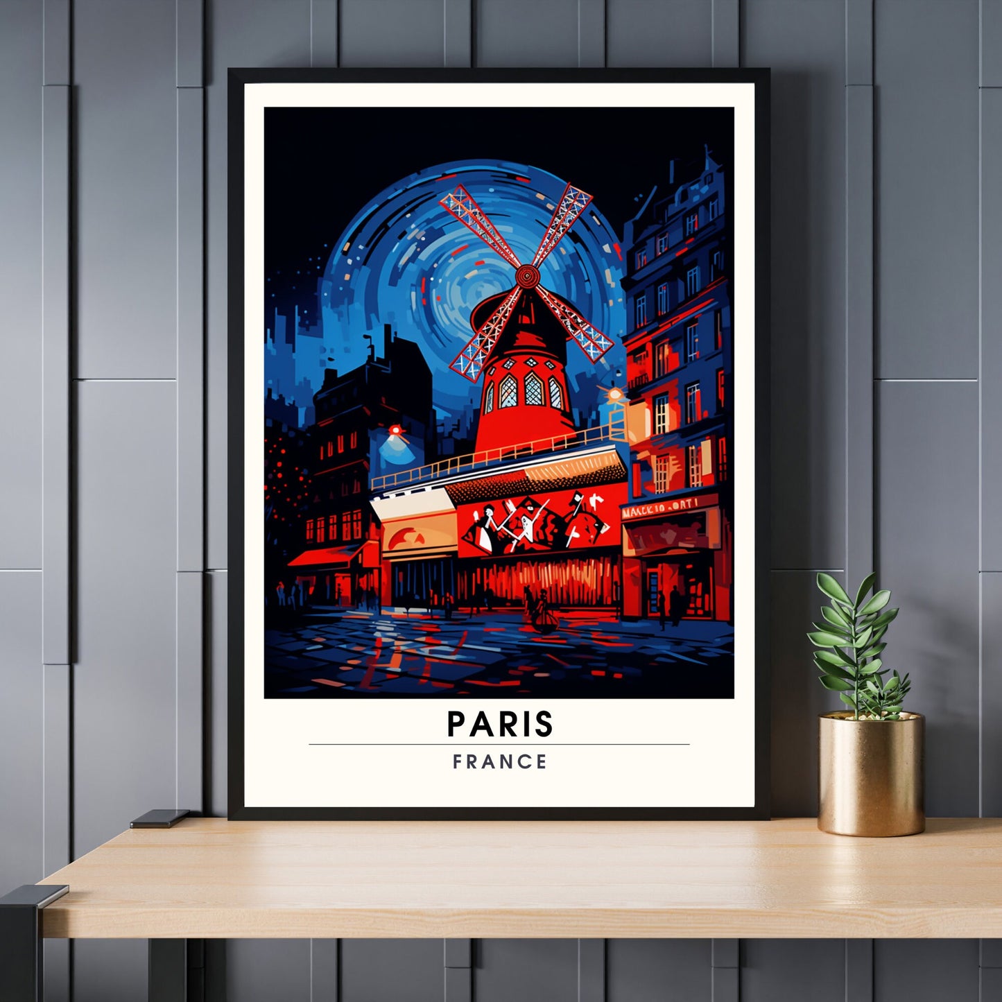 Impression Paris | Affiche de Voyage Paris | Impression de Voyage Paris, France | Moulin Rouge