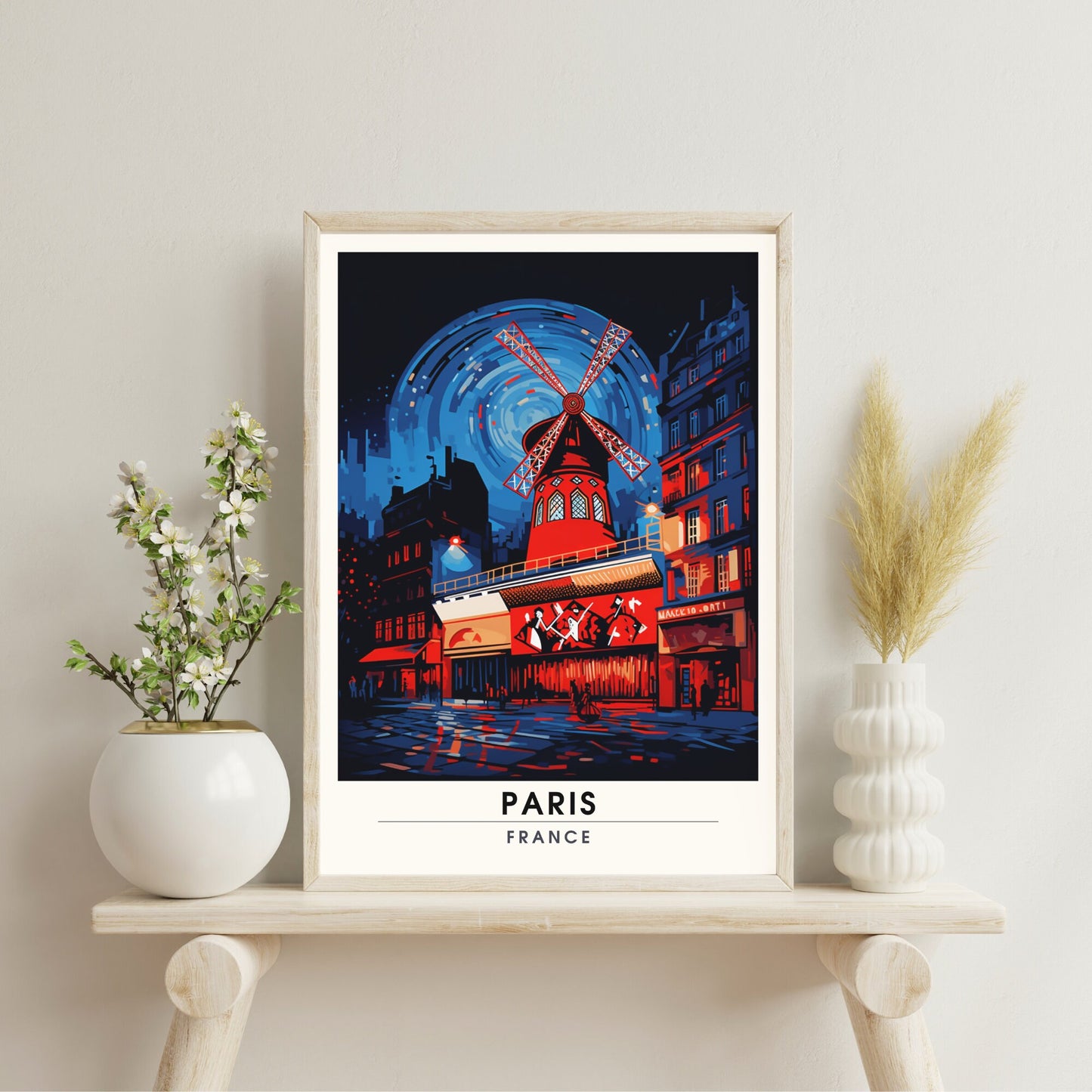 Impression Paris | Affiche de Voyage Paris | Impression de Voyage Paris, France | Moulin Rouge