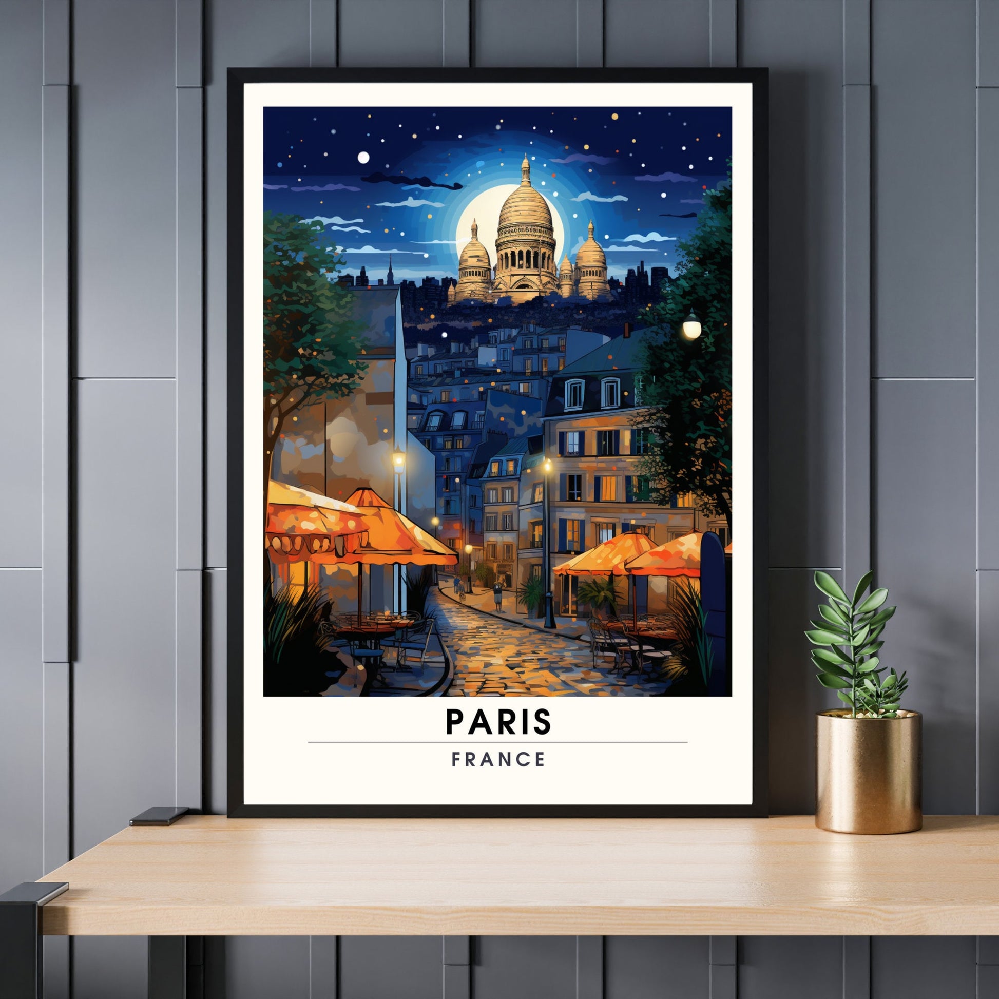 Impression Sacré-Cœur | Affiche de Voyage Paris Montmartre | Impression de Voyage Paris, France | Montmartre et vue sur le Sacré-Cœur