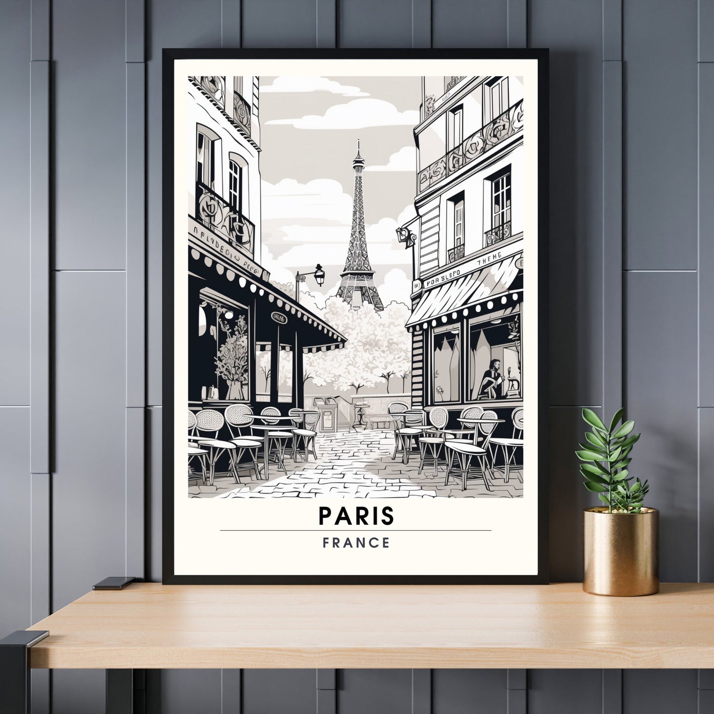 Impression Paris | Impression de Voyage Paris Noir et Blanc | Affiche noir et blanc