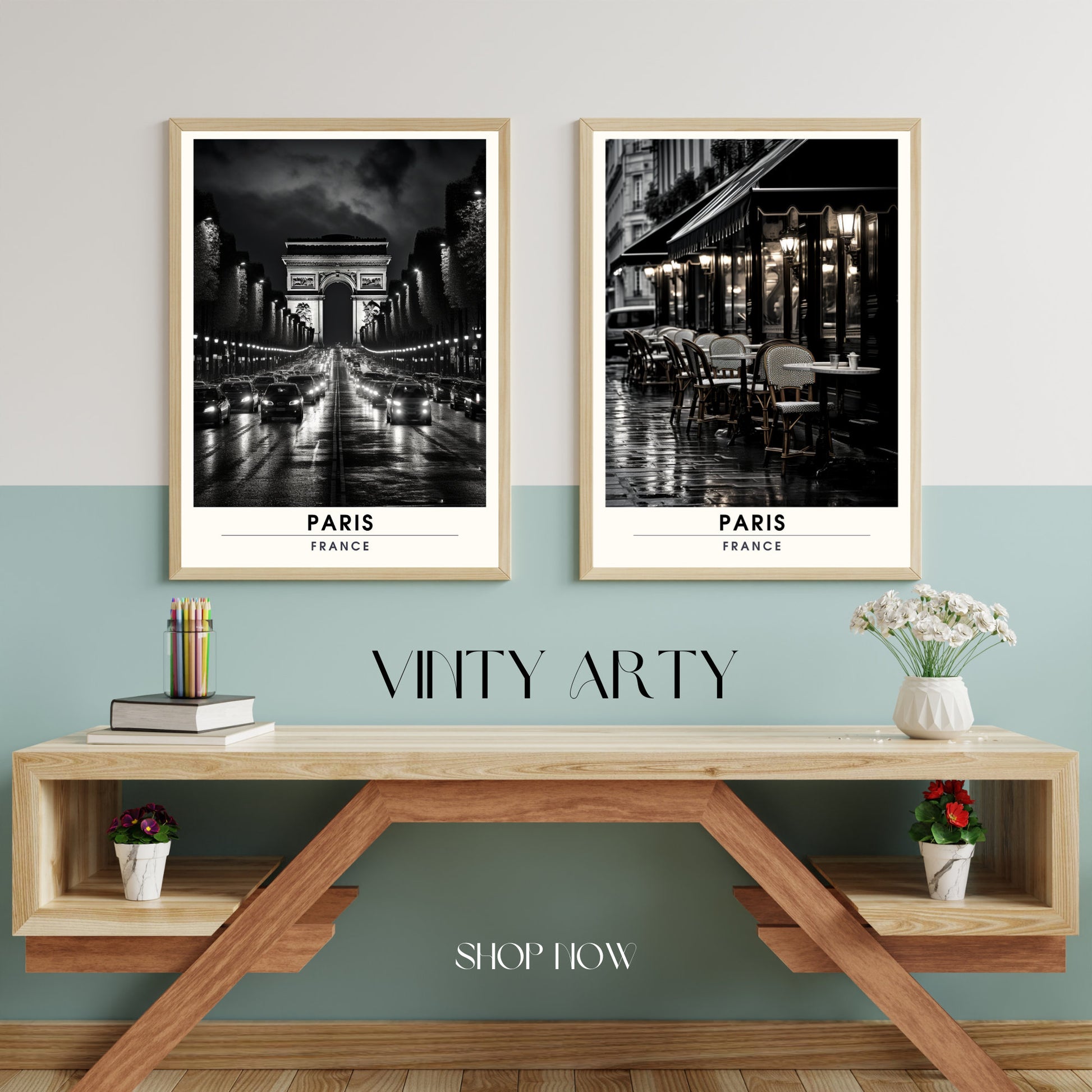 Affiche Paris | Impression de Voyage Paris Noir et Blanc | Café parisien