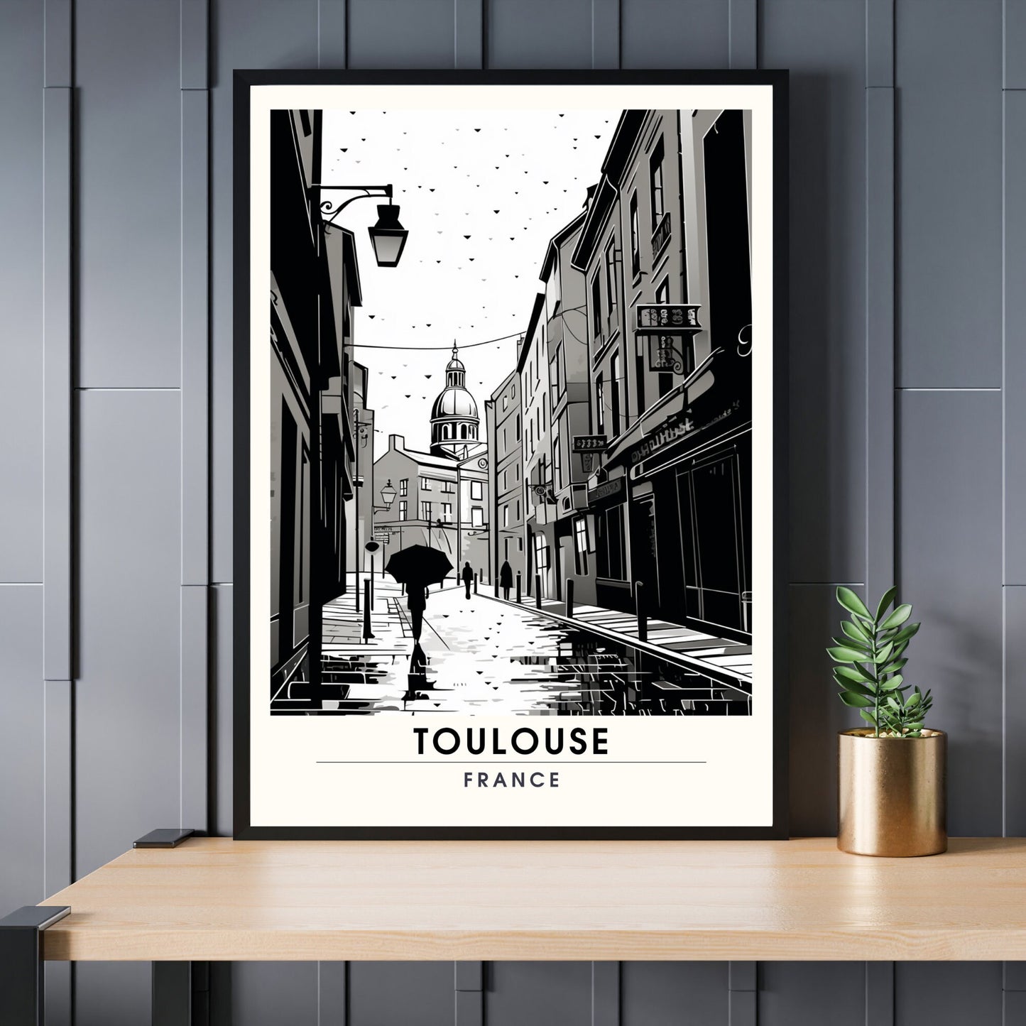 Impression Toulouse | Affiche de Voyage Toulouse | Affiche noir et blanc