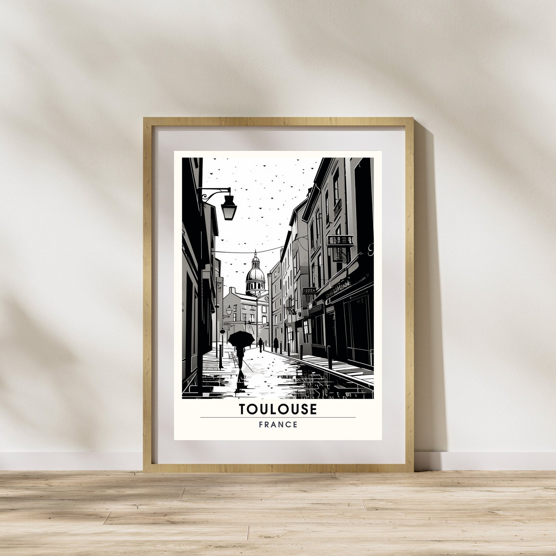 Impression Toulouse | Affiche de Voyage Toulouse | Affiche noir et blanc