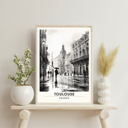 Impression Toulouse | Affiche de Voyage Toulouse | Affiche Toulouse noir et blanc