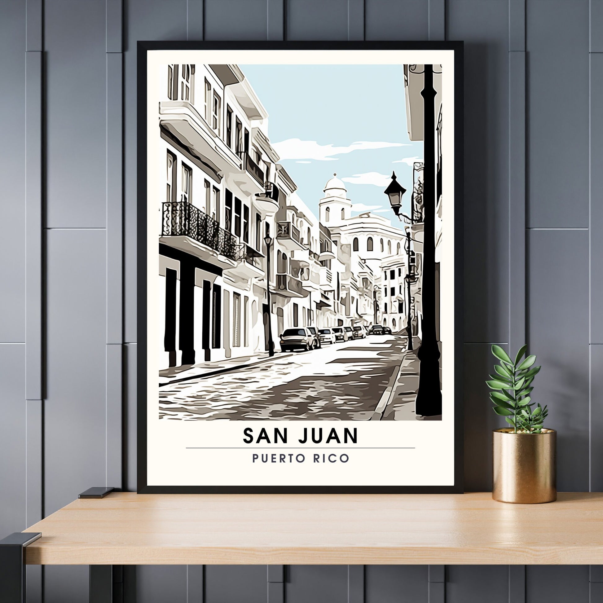 Impression San Juan, Porto Rico | Affiche de Voyage San Juan | Affiche Noir et blanc