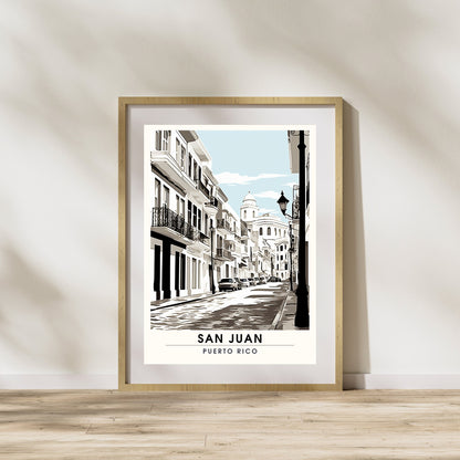 Impression San Juan, Porto Rico | Affiche de Voyage San Juan | Affiche Noir et blanc