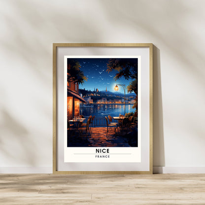 Impression Nice | Affiche de voyage Nice | Ville de Nice la nuit