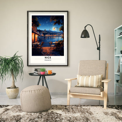 Impression Nice | Affiche de voyage Nice | Ville de Nice la nuit