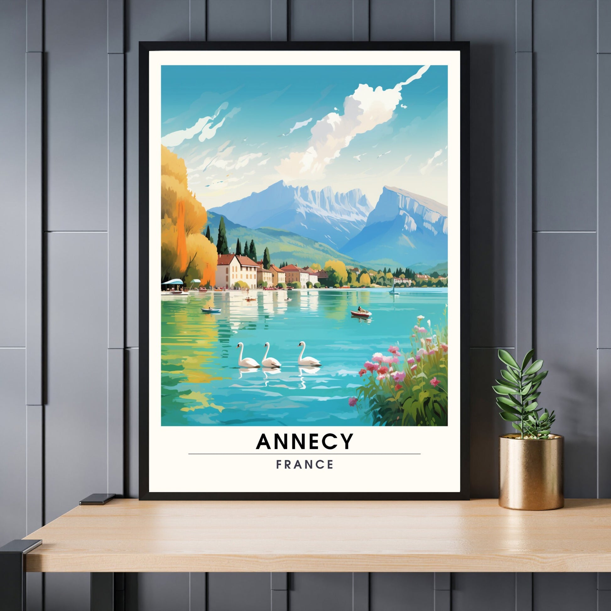 Description du Produit : Impression de Voyage Annecy | Affiche de Voyage Annecy | Charme Alpin