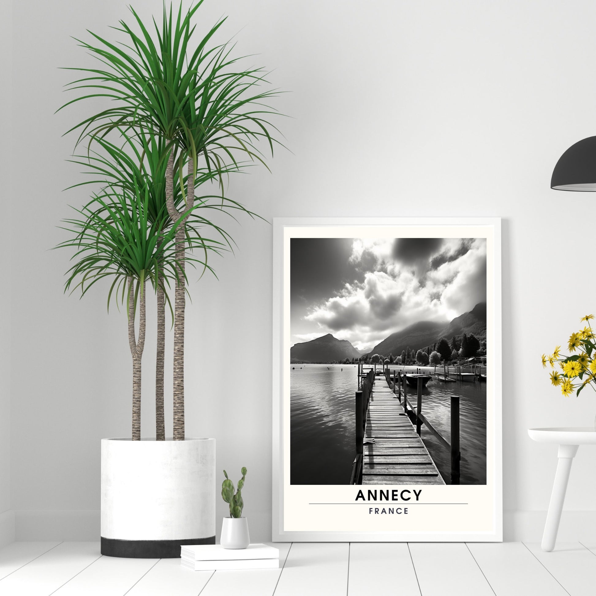 Impression de Voyage Annecy | Affiche de Voyage Annecy | Impression de Voyage France en Noir et Blanc