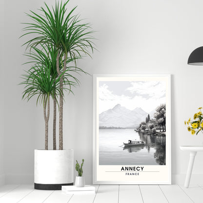 Impression Annecy | Affiche de Voyage Annecy | Affiche noir et blanc