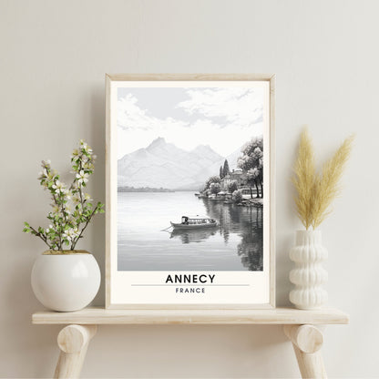 Impression Annecy | Affiche de Voyage Annecy | Affiche noir et blanc