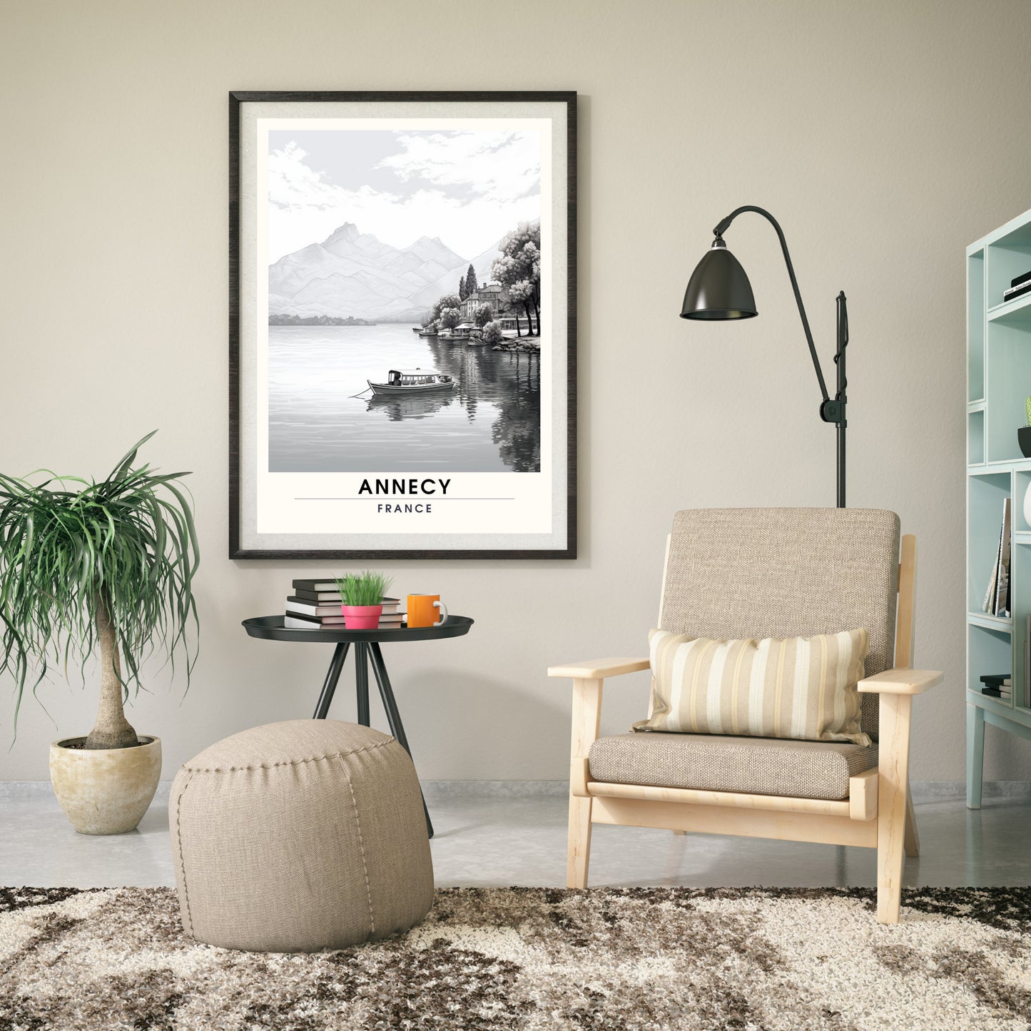 Impression Annecy | Affiche de Voyage Annecy | Affiche noir et blanc