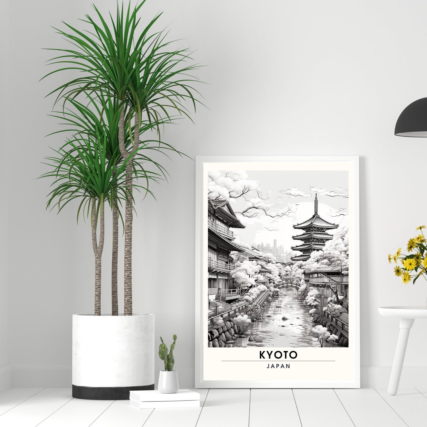 Impression Kyoto | Affiche de Voyage Kyoto | Impression Japon (Noir et Blanc)