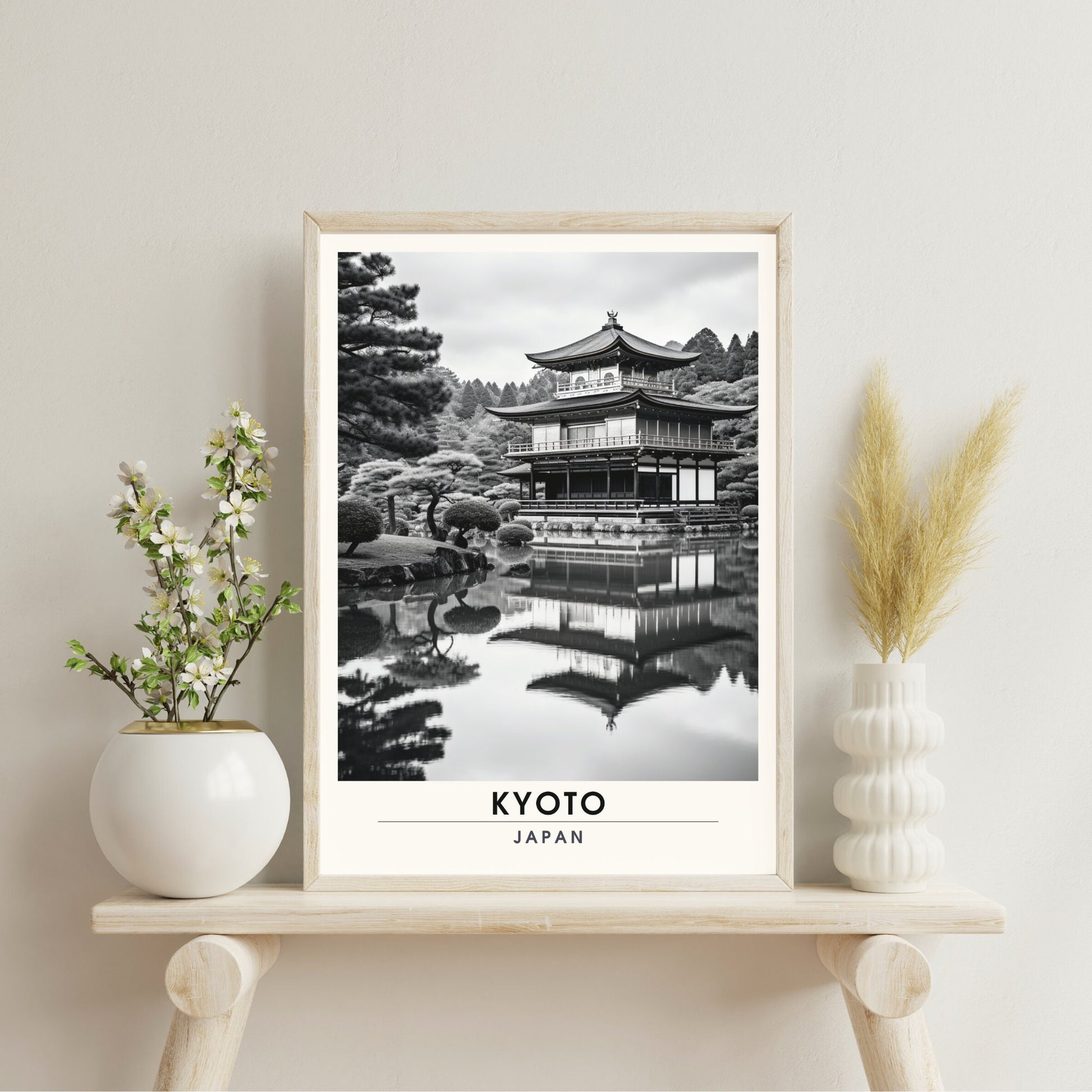 Impression Kyoto | Affiche de Voyage Kyoto | affiche noir et blanc