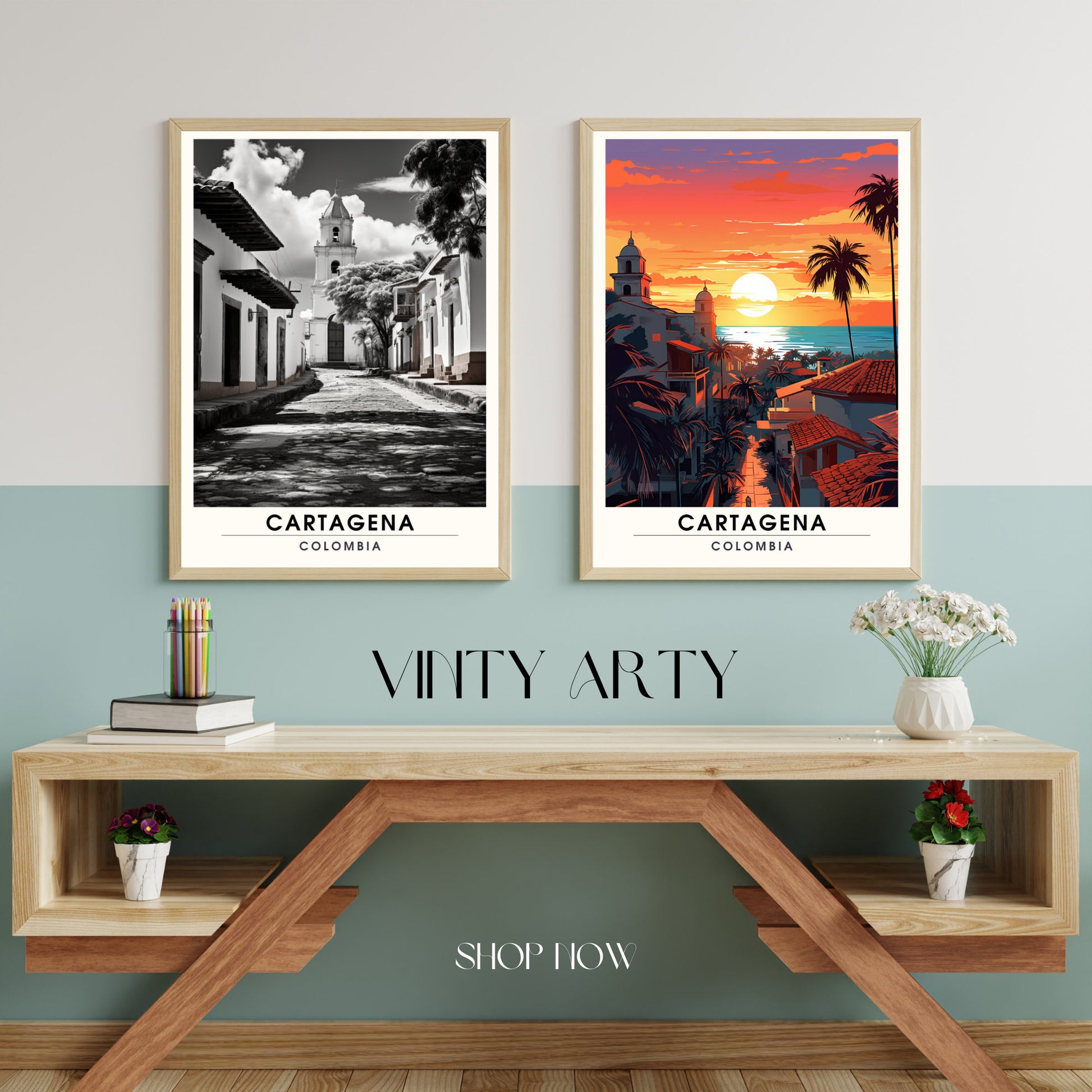 Affiche Carthagène, Colombie | Affiche de Voyage Carthagène | affiche noir et blanc