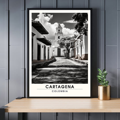 Affiche Carthagène, Colombie | Affiche de Voyage Carthagène | affiche noir et blanc