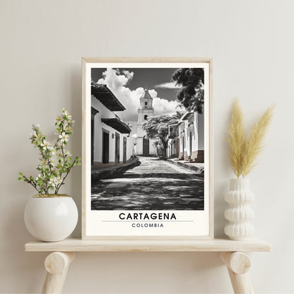 Affiche Carthagène, Colombie | Affiche de Voyage Carthagène | affiche noir et blanc