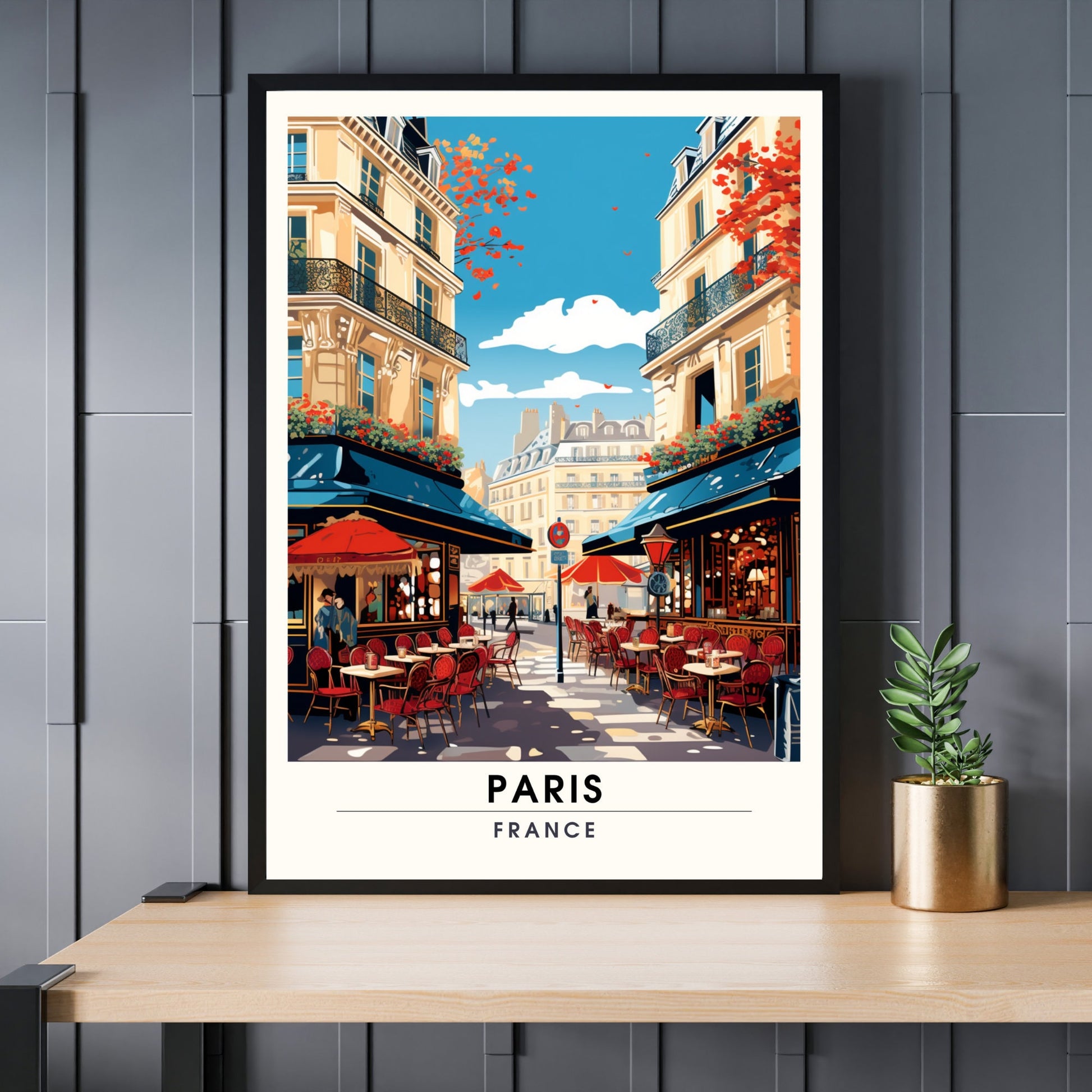 Impression Paris | Affiche de Voyage Paris | Impression de Voyage Paris, France | Un café à Paris