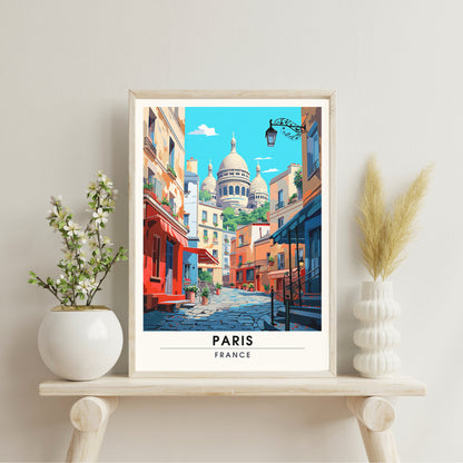 Impression Paris Montmartre | Affiche de Voyage Paris | Impression de Voyage Paris, France | Montmartre