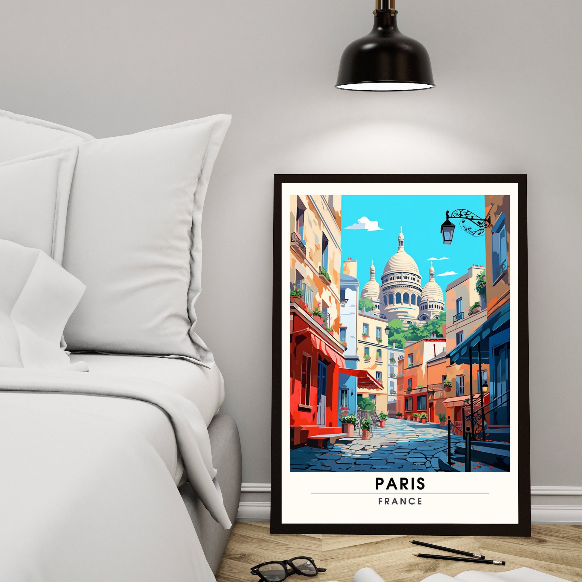 Impression Paris Montmartre | Affiche de Voyage Paris | Impression de Voyage Paris, France | Montmartre