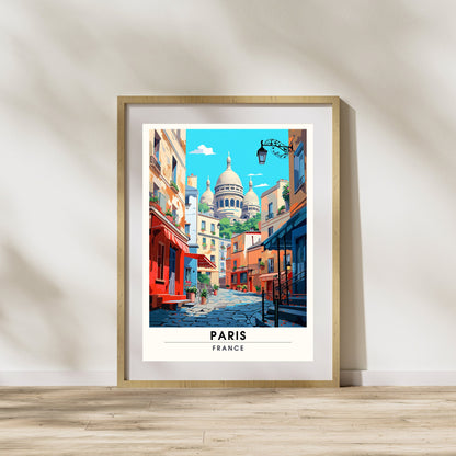 Impression Paris Montmartre | Affiche de Voyage Paris | Impression de Voyage Paris, France | Montmartre