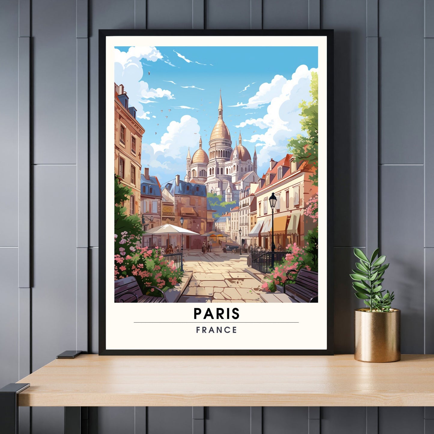 Impression Paris Montmartre | Affiche de Voyage Paris | Impression de Voyage Paris, France | affiche Montmartre