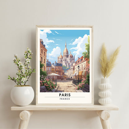 Impression Paris Montmartre | Affiche de Voyage Paris | Impression de Voyage Paris, France | affiche Montmartre