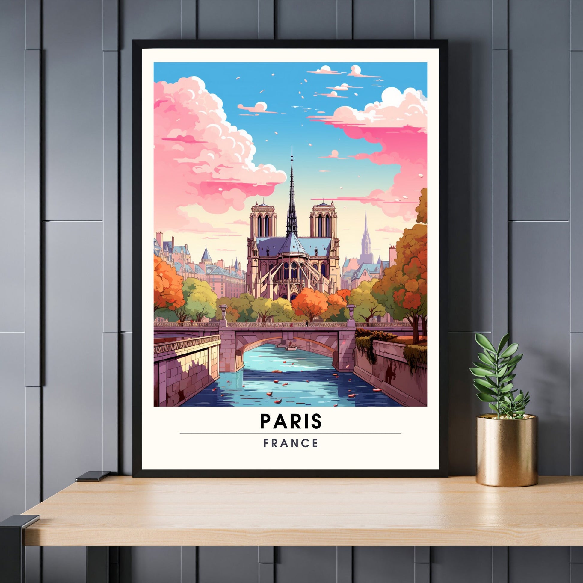 Impression Paris | Affiche de Voyage Paris | Impression de Voyage Paris, France | affiche Notre Dame de Paris