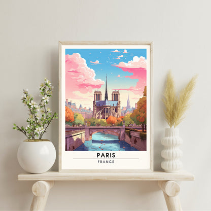 Impression Paris | Affiche de Voyage Paris | Impression de Voyage Paris, France | affiche Notre Dame de Paris