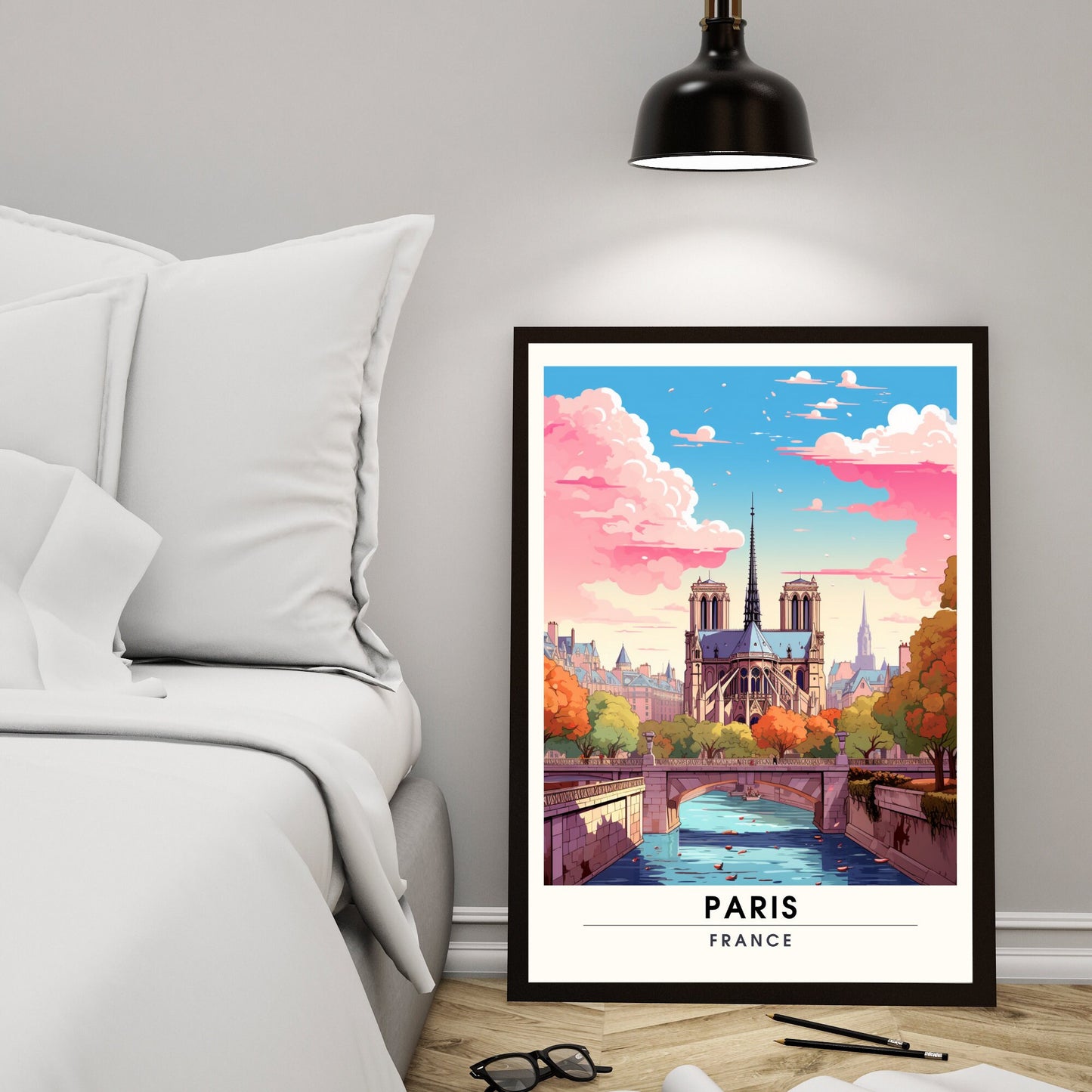 Impression Paris | Affiche de Voyage Paris | Impression de Voyage Paris, France | affiche Notre Dame de Paris