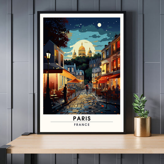 Impression Paris Sacré-Cœur | Affiche de Voyage Paris Montmartre | Impression de Voyage Paris, France | Montmartre et vue sur le Sacré-Cœur