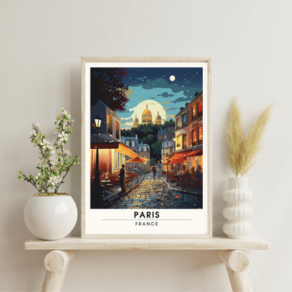 Impression Paris Sacré-Cœur | Affiche de Voyage Paris Montmartre | Impression de Voyage Paris, France | Montmartre et vue sur le Sacré-Cœur