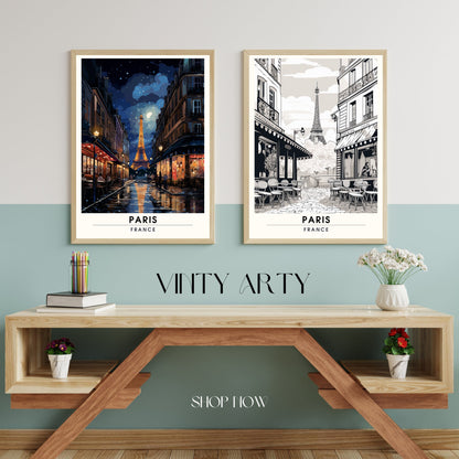 Impression Paris | Impression de Voyage Paris Noir et Blanc | Affiche noir et blanc